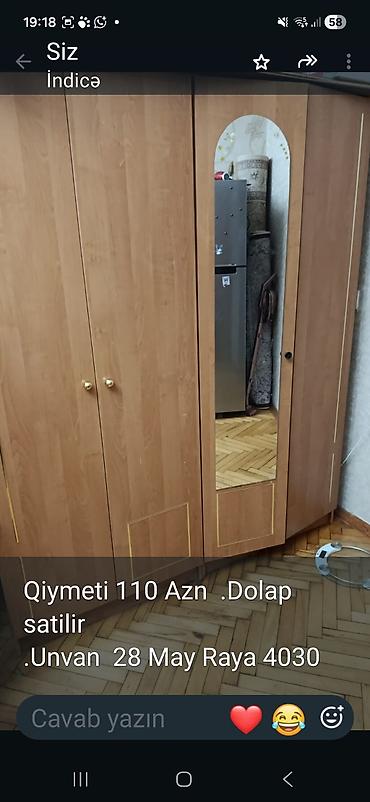 Mebel dolabı - Material: ağac rəngli laminat - Ölçü: 4 qapılı iri lalafo.az -da Mebel dolabı - Material: ağac rəngli laminat - Ölçü: 4 qapılı iri