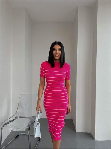 S (EU 36), M (EU 38), L (EU 40), bоја - Roze, Everyday dress, Kratkih rukava
