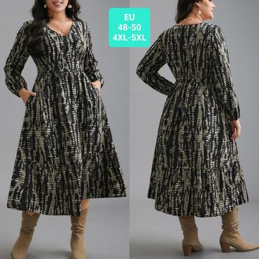 Haljine: 4XL (EU 48), bоја - Crna, Dugih rukava