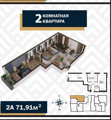 Продажа квартир: 2 комнаты, 71 м², Элитка, 9 этаж, Евроремонт