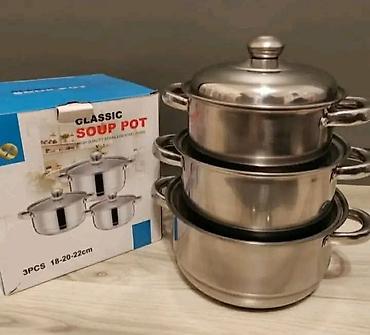 ormani za terase: Set od 3 inox lonaca sa poklopcima – “Classic Soup Pot” - Materijal — 1