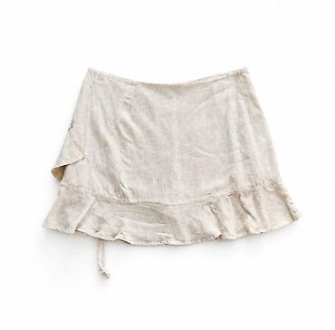 saçaqlı qadın ətəkləri: Mini Ətək, Stradivarius, Kətan, XS — 3