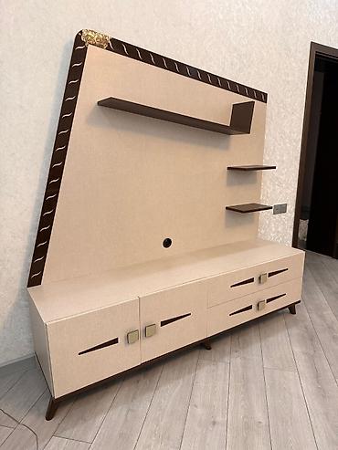 embawood mebel: Mebel dəsti Embawood – TV stend və divar paneli - Dizayn: Bej rəngli — 4