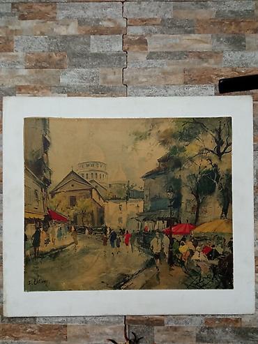 gobleni otkup: Umjetnička slika – gradska ulica sa kafićima i kupolom crkve u — 2