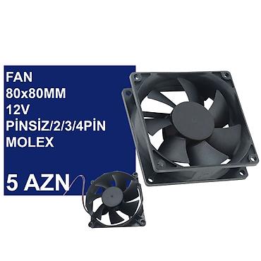 Soyutma sistemləri: Fanlar ”80x80mm” ⭐Fan 80x80mm Kvadrat 12v 2/3/4pin/Molex - 5 AZN — 1
