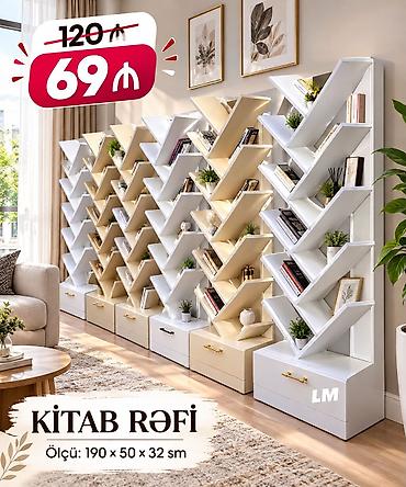 ofis stullar: Kitab rəfi - Ölçü: 190 × 50 × 32 sm - Müasir “Z” formalı modul — 1