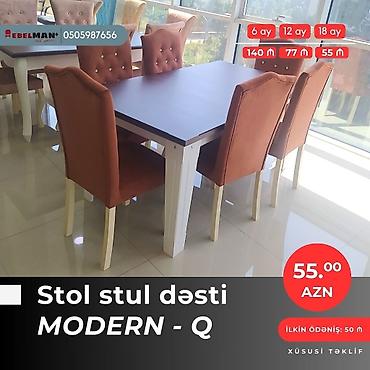 ay: Mətbəx üçün, Yeni, Açılan, Dördbucaq masa, 6 stul — 8