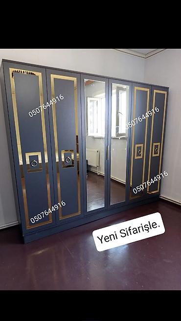 kreslo tek: Düz dolab, Yataq otağı üçün, Paltar üçün, Açılan, Korpuslu, 6 qapı — 7