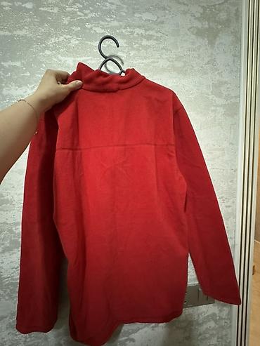 kişi plaşları: Qırmızı flis sviter – yarım-fermuarlı - Model: uzunqol, yarı-zip (1/2 — 2
