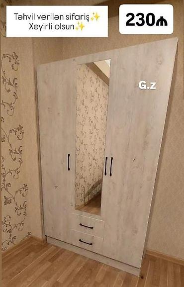3 qapili dolablar: Üç qapılı şkaf – güzgülü model Qiymət: 230 ₼ (şəkildə göstərilib) — 1