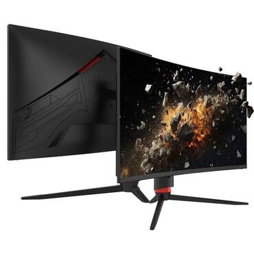 komputer ekran şəkilləri: Gaming Monitor Porodo PDX54G 27 240Hz Curved Monitor yenidir, bağlı