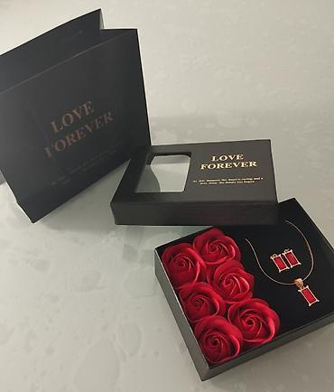 moderne zlatne mindjuse: Set nakita “Love Forever” – ogrlica i minđuše u poklon kutiji sa — 2