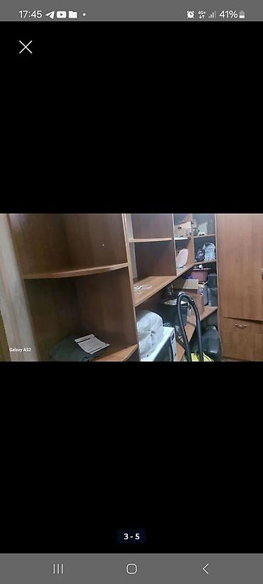 Стенки-шкафы: Модульная стенка/рабочая зона из ЛДСП под дерево. Состав: - открытые — 1
