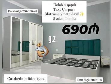 yataq dəsti ucuz: Yataq otağı dəsti - Dəst tərkibi: - 4 qapılı şkaf - Taxt çarpayı — 1