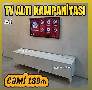 televizor atlığı: TV altı dolab – sadə və müasir dizaynlı model. Ağ rəngdə hazırlanıb — 1