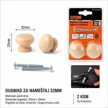 KMT Ručka, prirodna boja drveta 2312946 - Tip: drvena dugmad/ručice