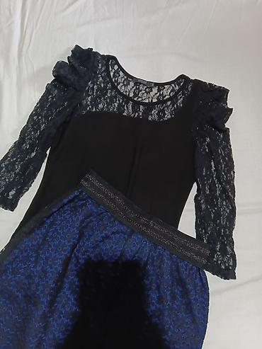 torba givenchy: Elegantna ženska kombinacija: crna čipkana bluza + suknja u — 1