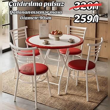Yeni Mərmər masa dəsti📌 Qatlanan masa+4 stul📌 Qiymət: 259₼ lalafo.az -da Yeni Mərmər masa dəsti📌 Qatlanan masa+4 stul📌 Qiymət: 259₼