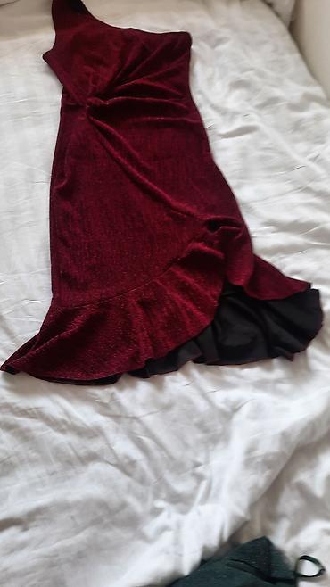 pantalone helanke: Elegantna bordo haljina na jedno rame - Fason: uska silueta do — 5
