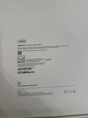 Apple iPad: İpad 13 pro inch (M5) 256 GB pil 99 . ABŞ dan alınıb. 7 ay — 5