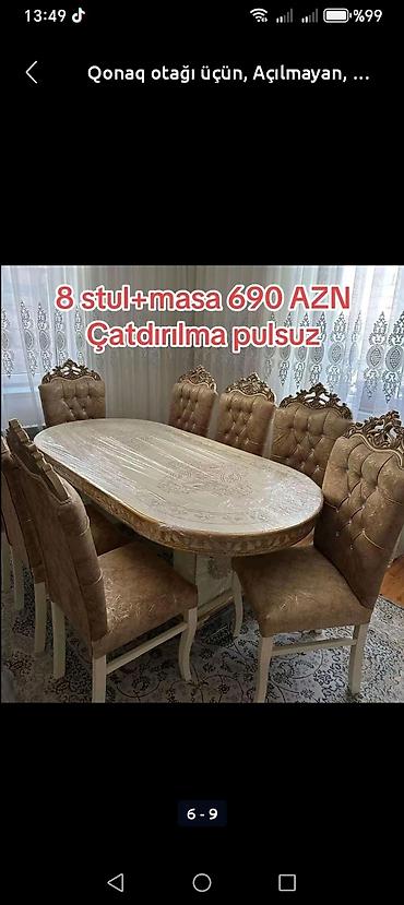 kohne stol: Qonaq otağı üçün, Yeni, Açılmayan, Oval masa, 8 stul — 1