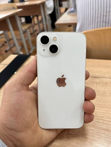 iphone 13: IPhone 13, Б/у, 128 ГБ, Белый, Защитное стекло, Коробка, Чехол, 100 %