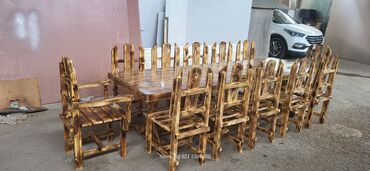 ev üçün stol stul: Yeni, Dördbucaq masa, Açılmayan, Stullar ilə, Taxta, Azərbaycan