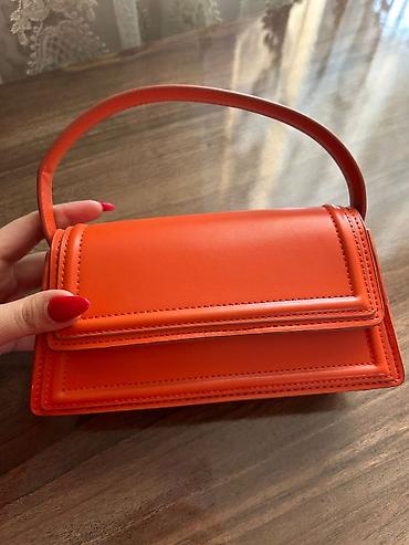 Salon üçün çantalar: Qadın çanta dəsti marka - Parlaq narıncı mini əl çantası: sərt — 1