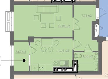 Продажа квартир: 1 комната, 42 м², Элитка, 3 этаж, ПСО (под самоотделку)