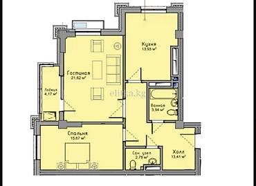 жк эпос: 2 комнаты, 75 м², Асанбай мкр Элитка, 6 этаж, ПСО (под самоотделку) — 3