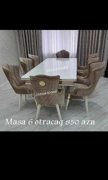 termo tek: Qonaq otağı üçün, Yeni, Açılmayan, Kvadrat masa, 6 stul — 3