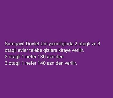 kiraye evlər ucuz: Kammunal qiymete daxil deyil . ev telebelere verilir Sumqayit Dovlet — 1