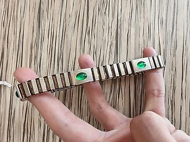 Браслеты: Metall elastik qolbaq – yaşıl dekorativ daşlarla - Material: gümüşü — 6