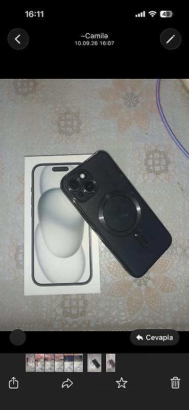 IPhone 15, 128 GB, Qara, Zəmanət, Barmaq izi, Simsiz şarj