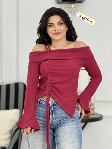 qadın cemperləri: Model: g110 - Qadın ofşouldər (çiyindən açıq) trikotaj bluz -