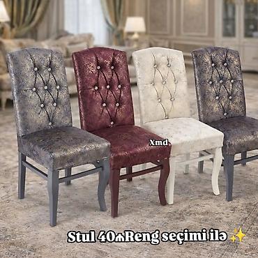 Mebel üçün yumşaq oturacaqlı stullar - Klassik düyməli model: yüksək