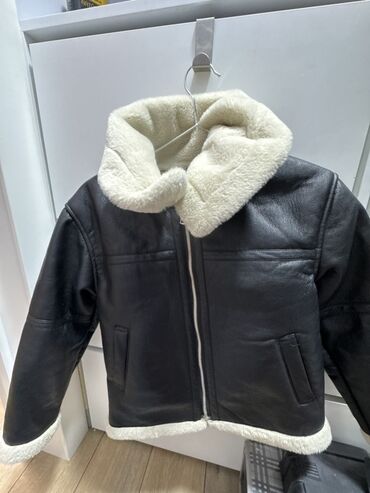 песец шапка: Детская дублёнка-авиатор, чёрная с молочным мехом. - Материал верха