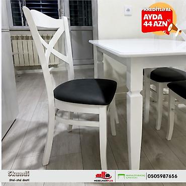 tek stolar: Mətbəx üçün, Yeni, Açılmayan, Dördbucaq masa, 4 stul — 6