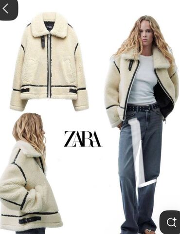 шапка женская из искусственного меха: Дублёнка-куртка ZARA из искусственного меха (шерпа) молочного оттенка