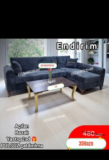 Rəflər: Künc divan, Yeni, Açılan, Bazalı, Parça, Şəhərdaxili pulsuz çatdırılma