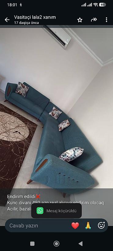 Endirim edildi❌ Kunc divani 480 azn real alıcıya endirim olacaq
