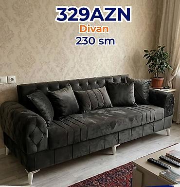 divani 2020: Divan – 230 sm Qiymət: 329 AZN (şəkildə göstərilib) - Rəng: tünd boz — 1