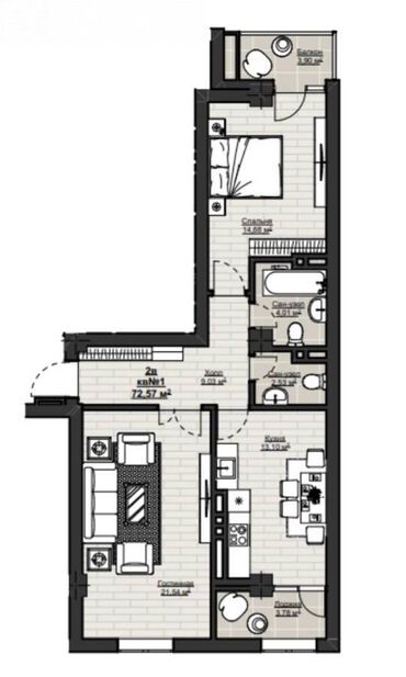 куплю квартиру асанбай: 2 комнаты, 73 м², Элитка, 11 этаж, ПСО (под самоотделку)