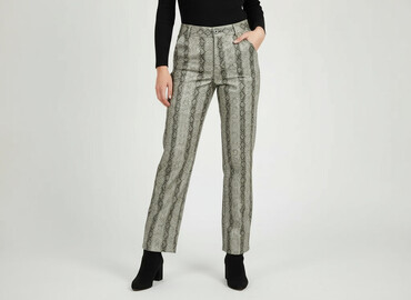 spódnice w wężowy wzór: Material trousers for women, size S