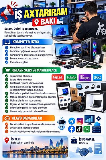 qebele iş elanları 2026: Xidmət: Kompüter servisi və onlayn satış/marketplace idarəetməsi – — 1