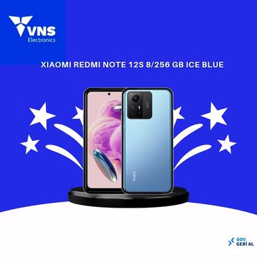 kreditle telefonlar: Xiaomi Redmi Note 12S, 256 ГБ, цвет - Голубой, 
 Гарантия, Кредит, Сенсорный