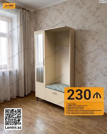 Dəhliz Dolabı – Kod: 1727 - Ölçülər: D 40 × H 200 × E 90 sm -