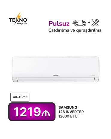kondisioner ev ucun: Kondisioner Samsung, 40-45 kv. m, Pulsuz quraşdırılma
