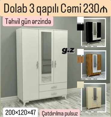 Dolablar: Yeni, Açılan, 3 qapılı Düz dolab