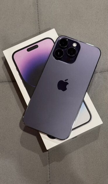 поко ф5: IPhone 14 Pro Max, Б/у, 256 ГБ, Deep Purple, Чехол, Кабель, Коробка, 86 %